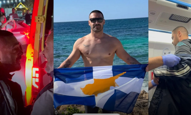 Κολύμπησε 149km, Πάφο – Αγία Νάπα και κατέρριψε το παγκόσμιο ρεκόρ – Στο Νοσοκομείο για εξετάσεις