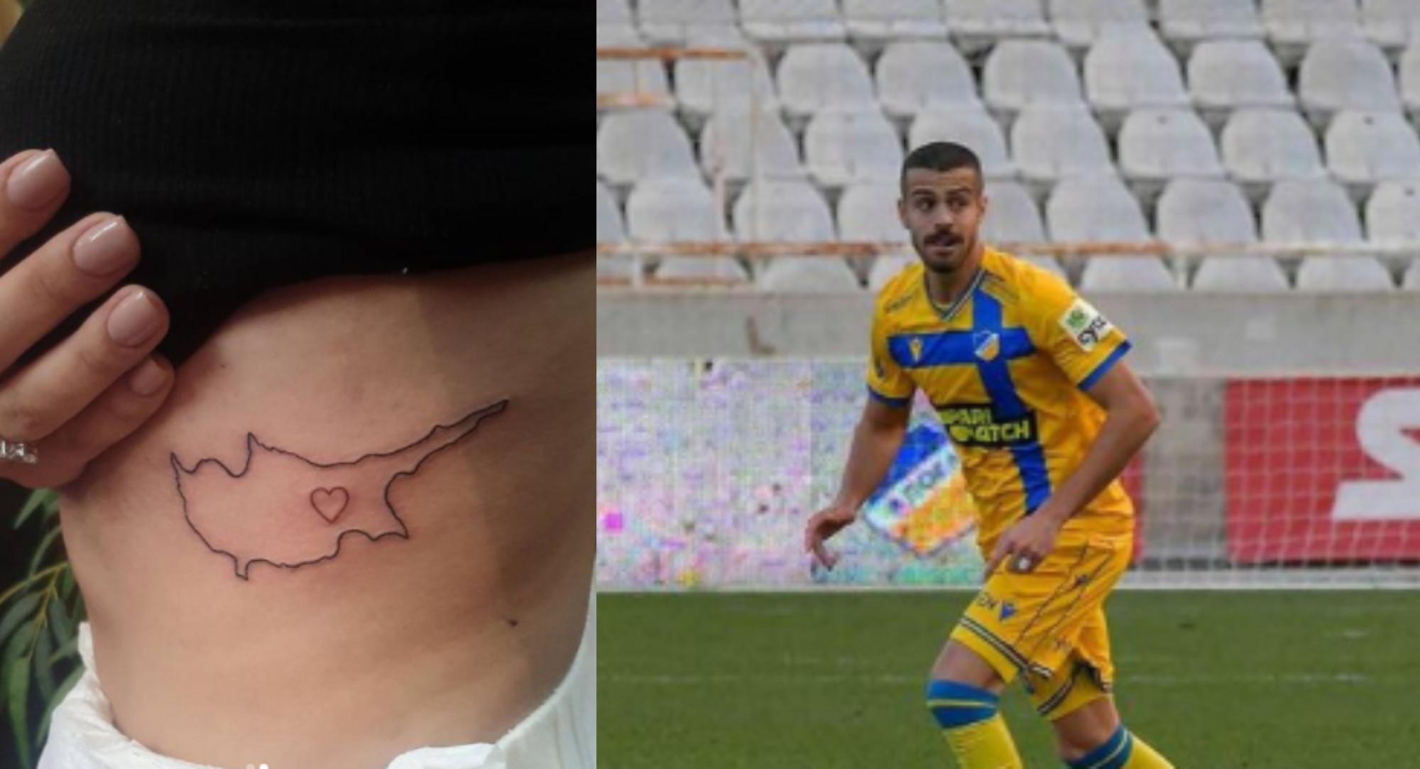 Σύντροφος πρώην ποδοσφαιριστή του ΑΠΟΕΛ έκανε την Κύπρο τατουάζ επάνω της