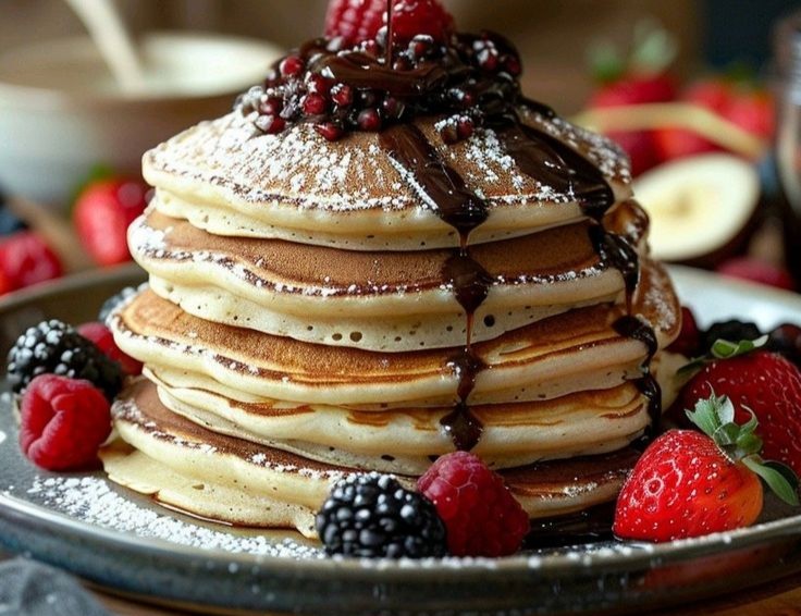 Συνταγή για αφράτα pancakes με nutella και φρούτα