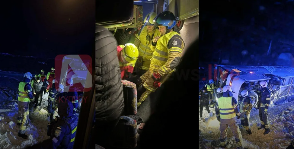 ΦΩΤΟ/ΒΙΝΤΕΟ: Ανατράπηκε λεωφορείο με παίκτες της Εθνικής Κύπρου Χάντμπολ στην Εσθονία