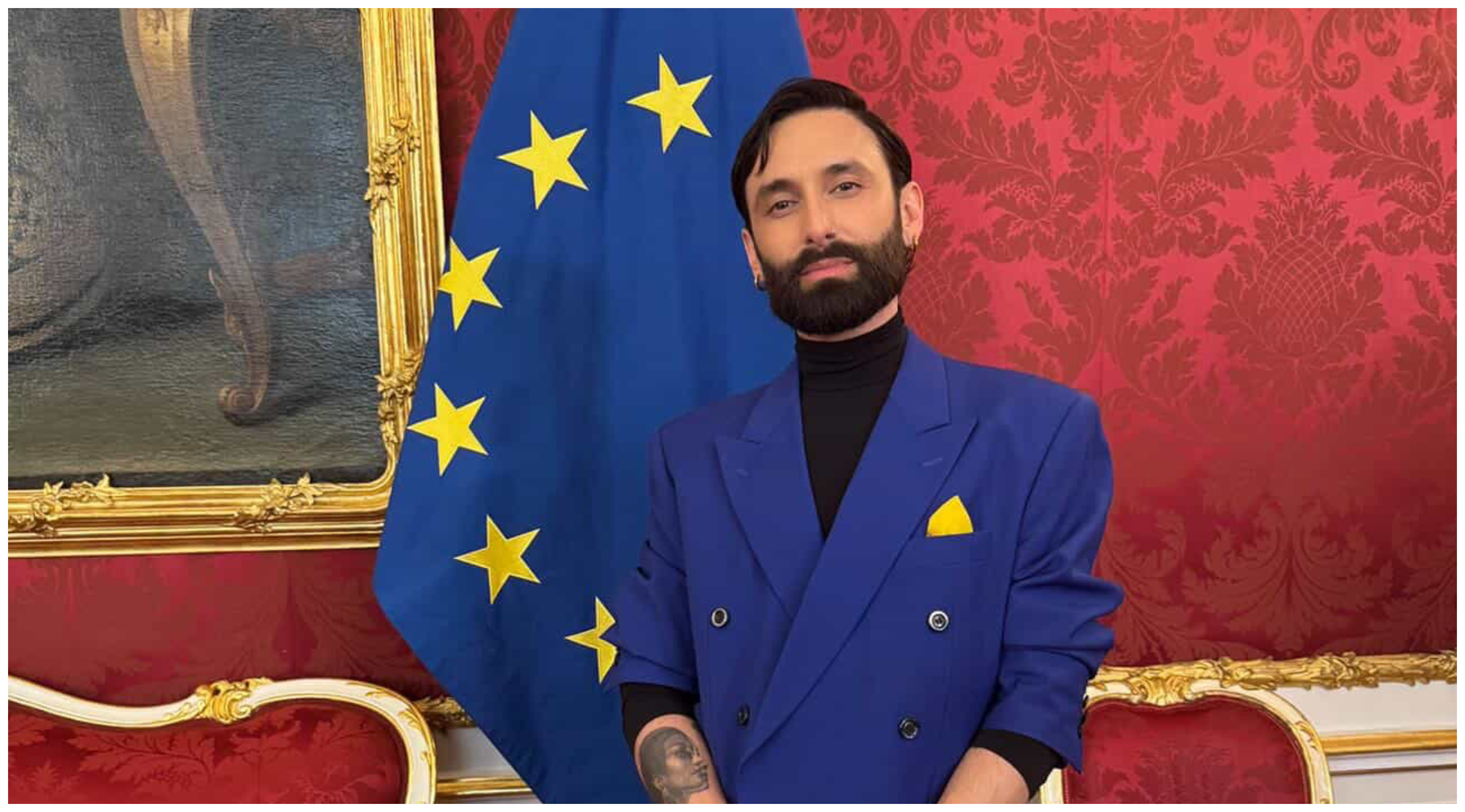 Η Conchita με φουλάρι Κύπριου σχεδιαστή στο Προεδρικό Μέγαρο της Αυστρίας