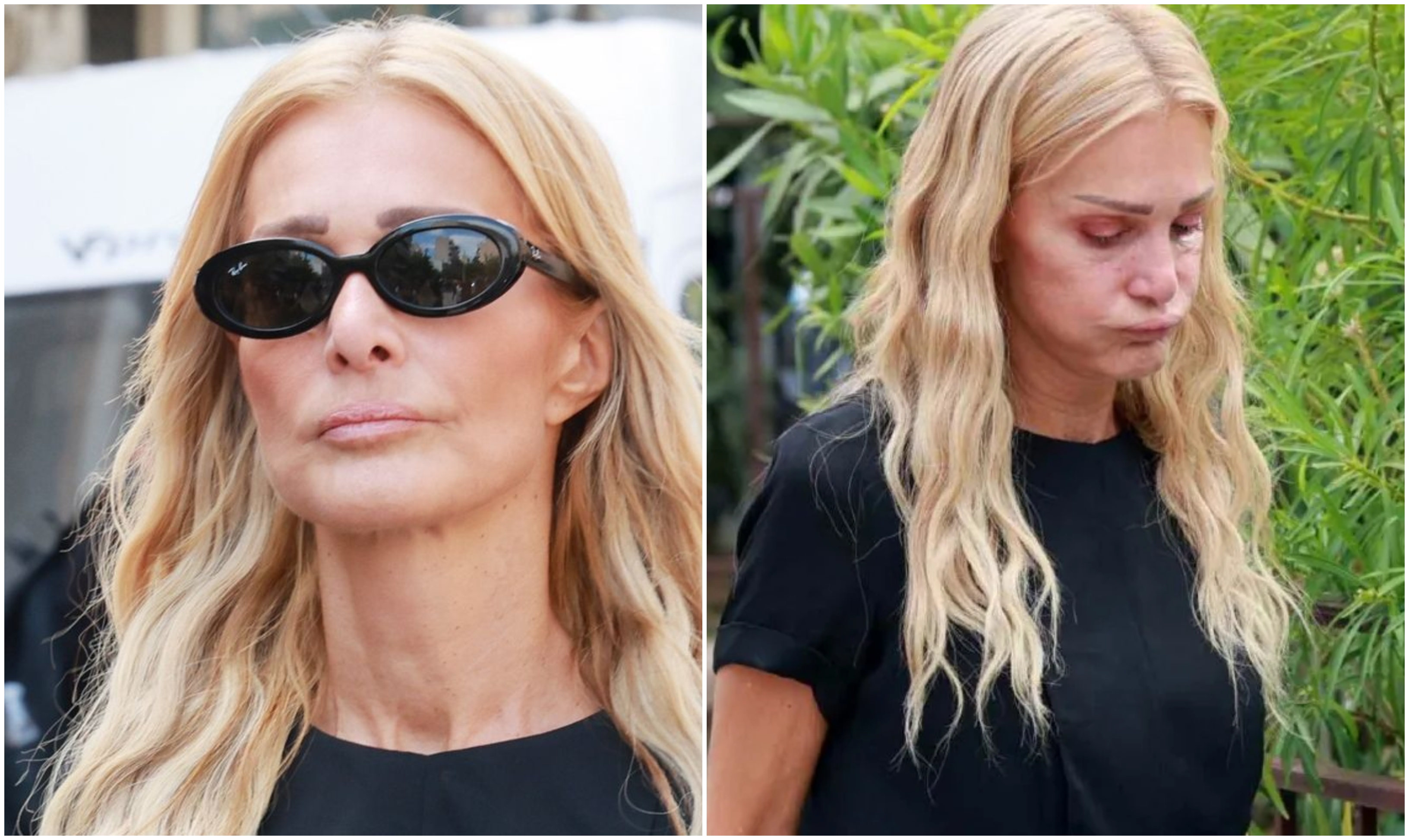 Kαταρρακωμένη η Νατάσα Θεοδωρίδου στην κηδεία του Μαζωνάκη – Ξέσπασε σε κλάματα έξω από την εκκλησία 